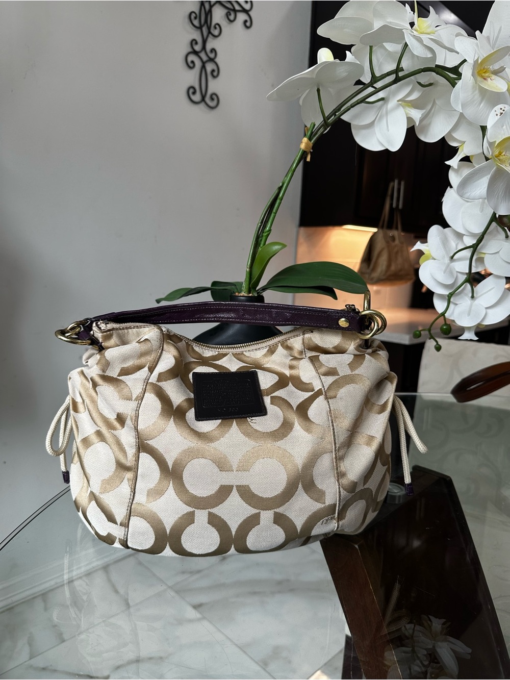 Coach poppy gold with purple strap
